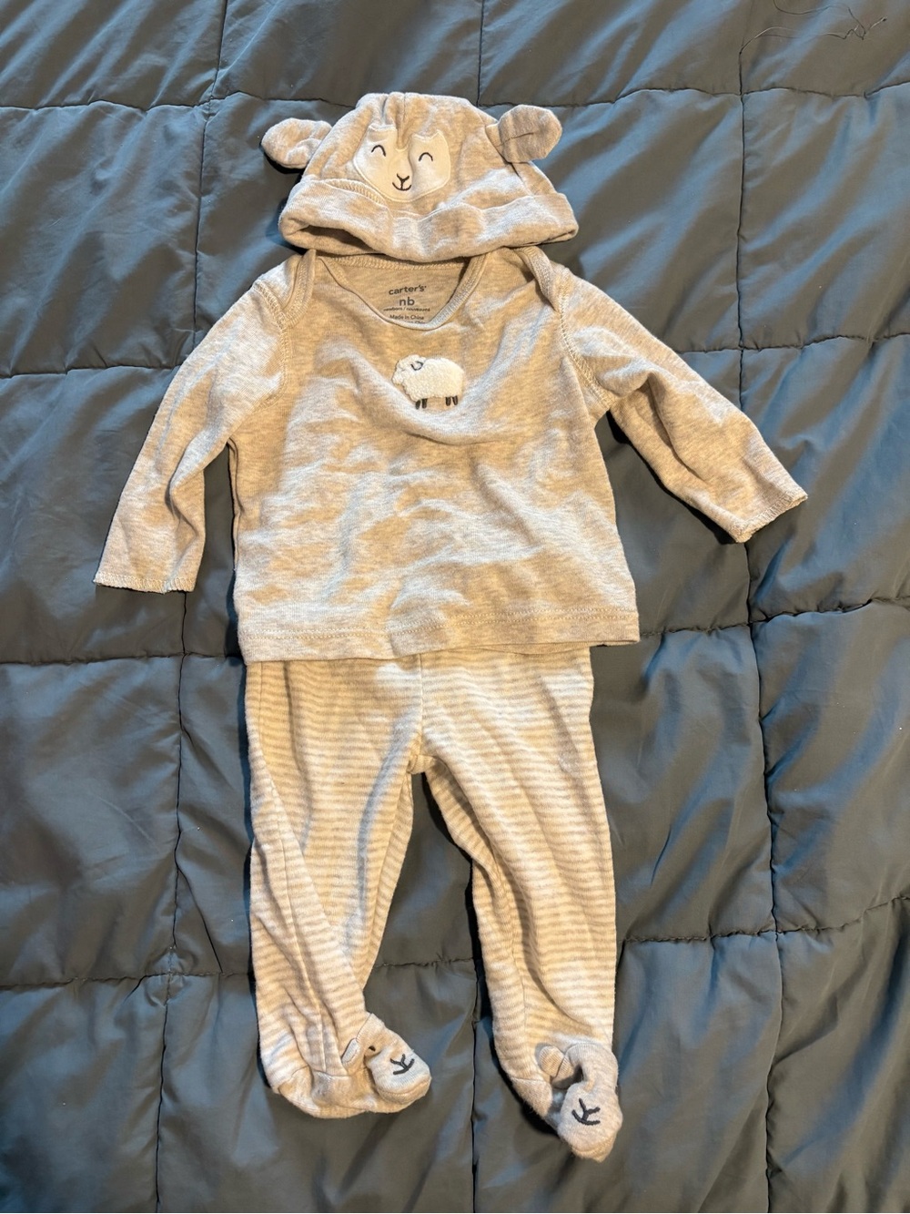 Carter's Gray Lamb Baby Two-Piece Set with hat